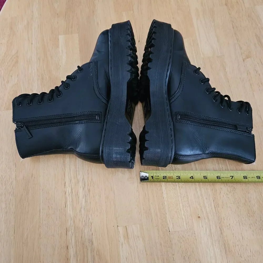 Dr. Martens Vegan Jadon II Mono Platform Boots Black Sz 7M FLAW